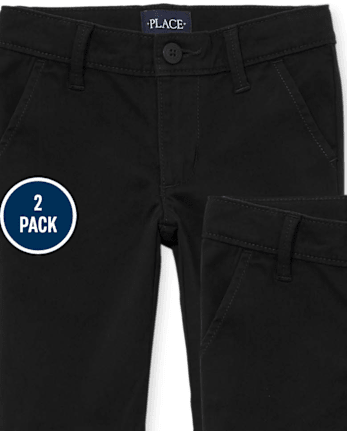 Pantalons chino skinny stretch pour uniformes de filles, lot de 2 - Coupe slim