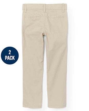 Paquete de 2 pantalones chinos ajustados elásticos uniformes para niñas - Plus