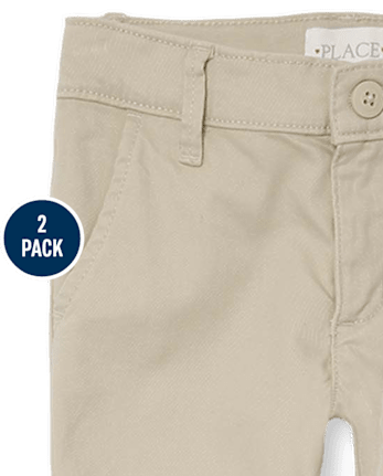 Paquete de 2 pantalones chinos ajustados elásticos uniformes para niñas - Plus