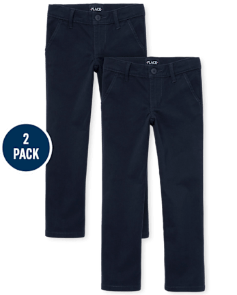 Girls Uniform Stretch Skinny Chino Pants 2-Pack - Plus