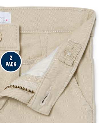 Paquete de 2 pantalones chinos ajustados elásticos uniformes para niñas