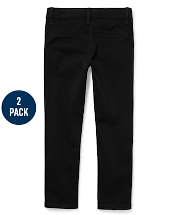 Girls Uniform Stretch Skinny Chino Pants 2-Pack