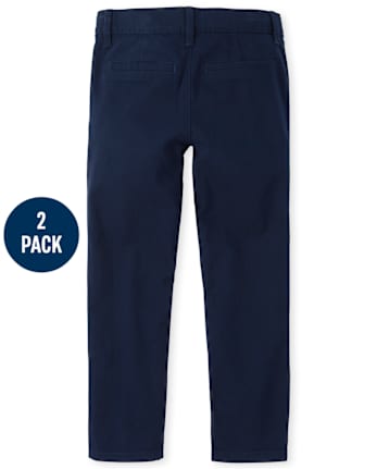 Girls Uniform Stretch Bootcut Chino Pants 2-Pack