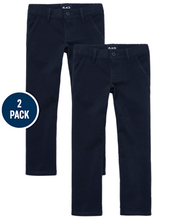 Lot de 2 pantalons chino bootcut extensibles pour filles - Slim