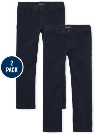 Lot de 2 pantalons chino bootcut extensibles d'uniforme pour filles