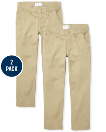 Paquete de 2 pantalones chinos con corte tipo bota de uniforme para niñas