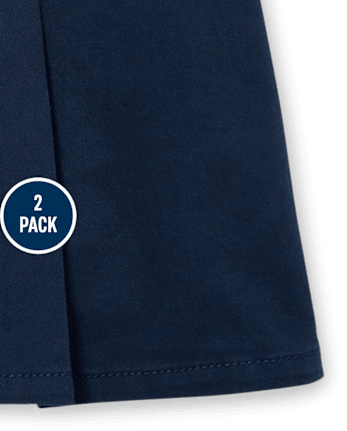 Girls Uniform Pleated Button Skort 2-Pack