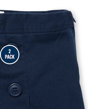 Girls Uniform Pleated Button Skort 2-Pack