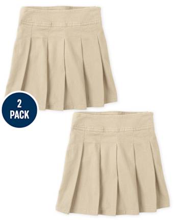 Girls Uniform Stretch Pleated Skort 2-Pack - Plus