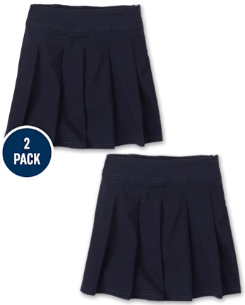 Girls Uniform Stretch Pleated Skort 2-Pack - Plus