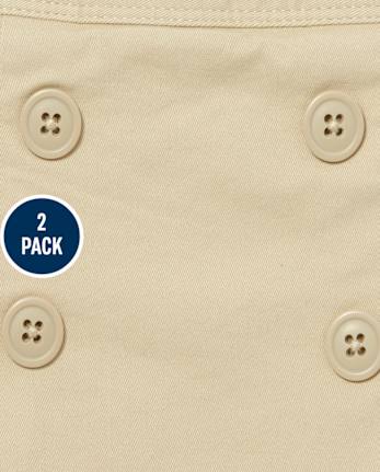 Girls Uniform Stretch Button Skort 2-Pack - Slim