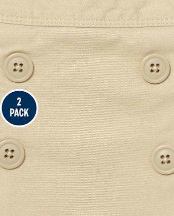 Lot de 2 jupes-shorts extensibles à boutons pour filles - Slim