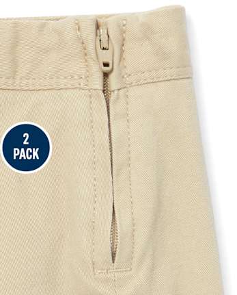 Paquete de 2 faldas-pantalón uniformes con botones elásticos para niñas - Plus