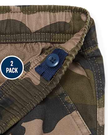 Ensemble de 2 pantalons cargo camouflage à enfiler pour garçon