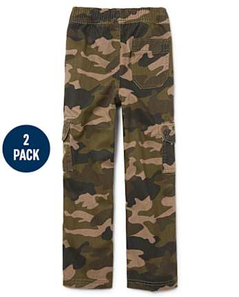 Ensemble de 2 pantalons cargo camouflage à enfiler pour garçon