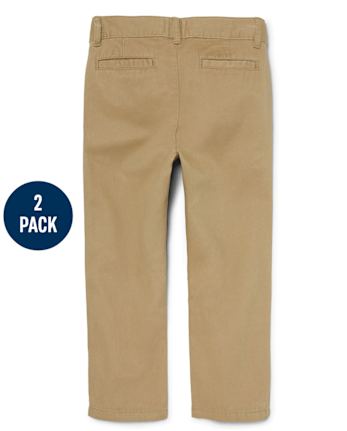 Boys Uniform Stretch Straight Chino Pants 2-Pack