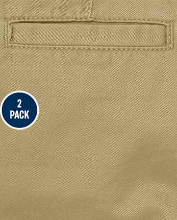 Boys Uniform Stretch Straight Chino Pants 2-Pack