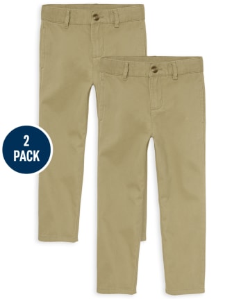 Boys Uniform Twill Woven Stretch Straight Chino Pants 2-Pack | The ...
