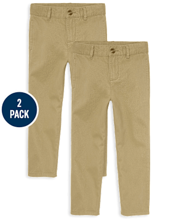 Lot de 2 pantalons chino droits uniformes extensibles pour garçons