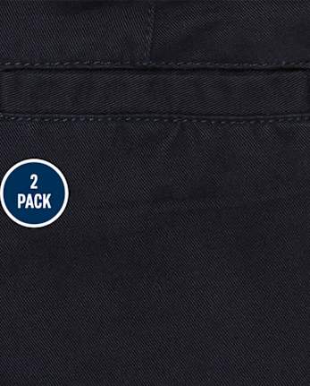 Pantalones chinos rectos elásticos uniformes para niños, paquete de 2