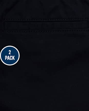 Paquete de 2 pantalones chinos sin cordones de uniforme para niños