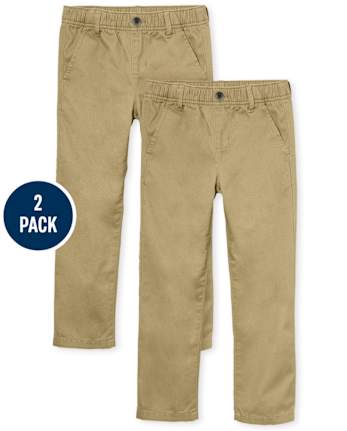 Paquete de 2 pantalones chinos sin cordones de uniforme para niños