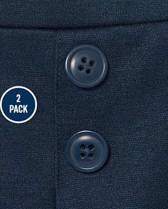 Niños pequeños Niña Uniforme Plisado Ponte Tejido de punto Botón Falda pantalón 2-Pack