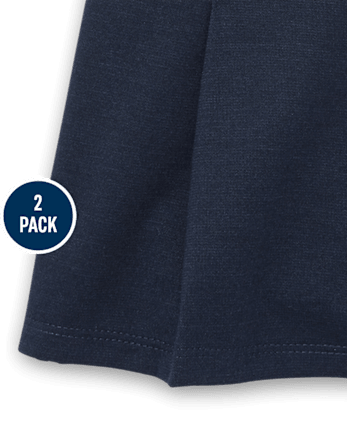 Toddler Girls Uniform Pleated Ponte Knit Button Skort 2-Pack