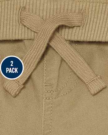 Lot de 2 pantalons cargo chino à enfiler pour bébé et tout-petit garçon