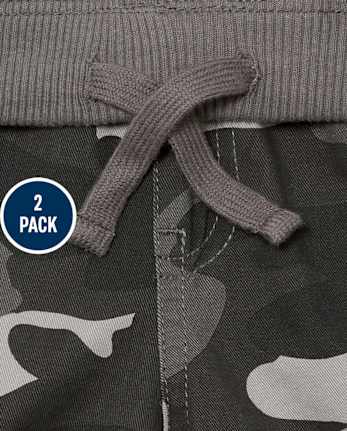 Lot de 2 pantalons cargo chino à enfiler pour bébé et tout-petit garçon