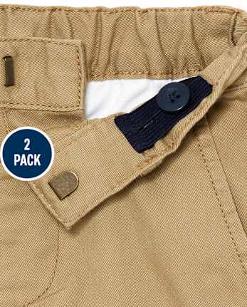 Baby And Toddler Boys Uniform Stretch Skinny Chino Pants 2-Pack