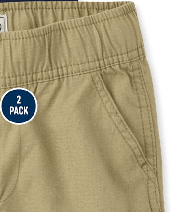 Pantalón corto cargo sin cierre para niño, paquete de 2