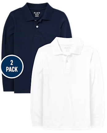 Polo de punto suave uniforme para niños, paquete de 2