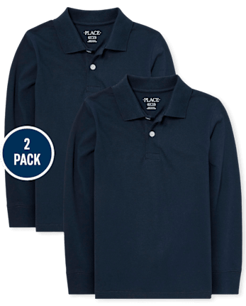 Polo de punto suave uniforme para niños, paquete de 2