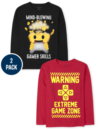Camiseta con gráfico de videojuego para niño, paquete de 2