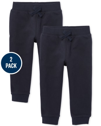 Paquete de 2 pantalones tipo jogger de forro polar activo uniforme para bebés y niños pequeños