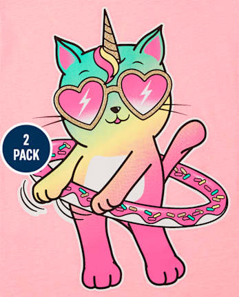 Girls Cats Graphic Tee 2-Pack