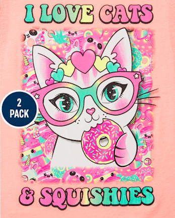 Girls Cats Graphic Tee 2-Pack