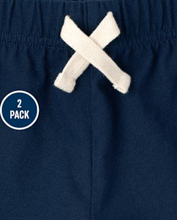 Paquete de 2 pantalones cortos con rayas laterales para niños pequeños