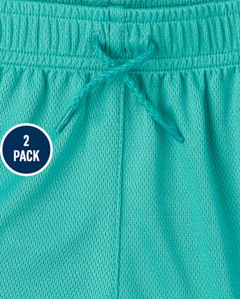 Paquete de 2 pantalones cortos de baloncesto de alto rendimiento con rayas laterales para niños pequeños