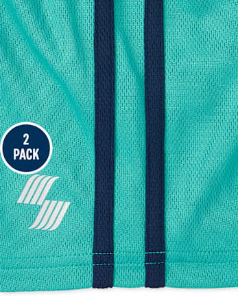 Paquete de 2 pantalones cortos de baloncesto de alto rendimiento con rayas laterales para niños pequeños
