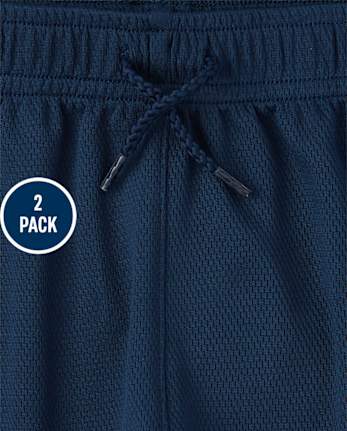 Paquete de 2 pantalones cortos de baloncesto de alto rendimiento con rayas laterales para niños pequeños
