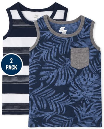 Toddler Boys Palm Striped Tank Top 2-Pack