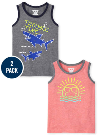 Paquete de 2 camisetas sin mangas Shark Sun para bebés y niños pequeños