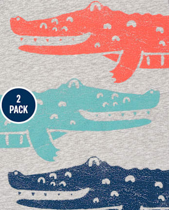 Pack de 2 camisetas sin mangas de cocodrilo para niños pequeños