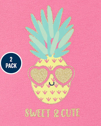 Paquete de 2 tops estampados para niñas pequeñas