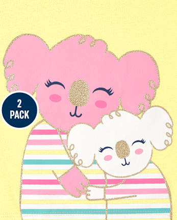 Paquete de 2 tops estampados para niñas pequeñas