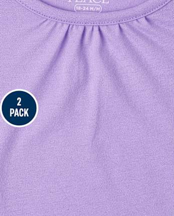 Paquete de 2 camisetas de corte alto y bajo para niñas pequeñas