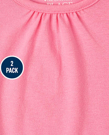 Paquete de 2 camisetas de corte alto y bajo para niñas pequeñas