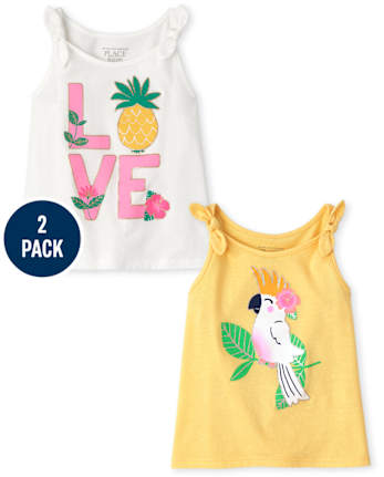Toddler Girls Bow Tank Top 2-Pack